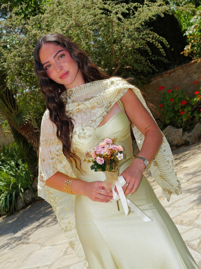 Foulard detalles pedreria amarillo