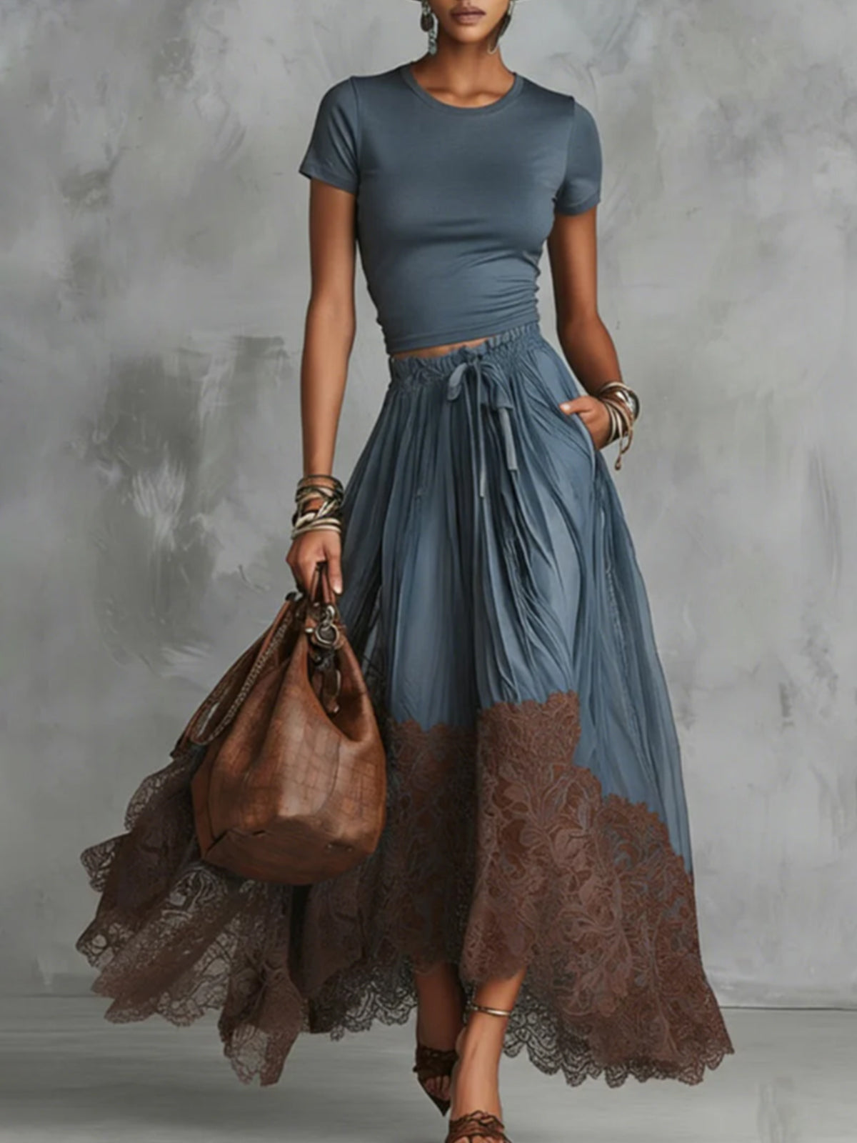Valeria - Conjunto maxi elegante con falda de tul