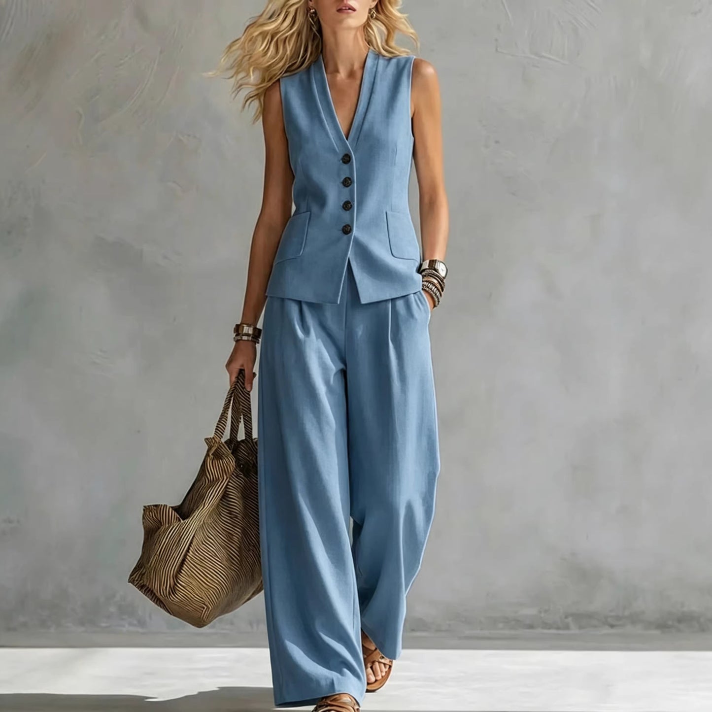 Conjunto Elegancia Velara — Chaleco + Pantalón Palazzo