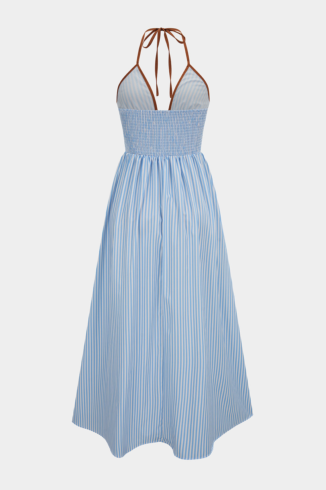 Azelith - Vestido maxi halter de rayas primaverales