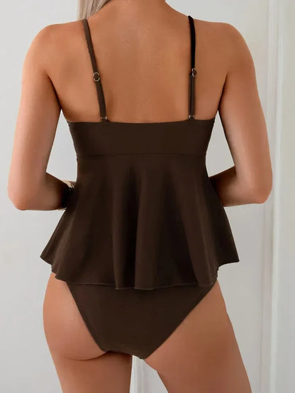 Coco | Conjunto de tankini peplum que cubre el vientre