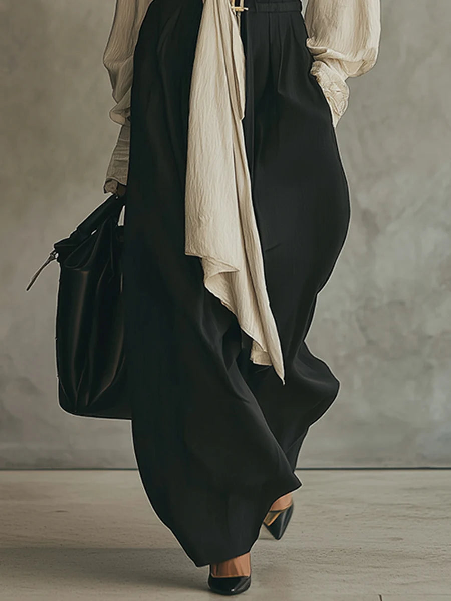Serena - Conjunto elegante con pantalón recto y lazada