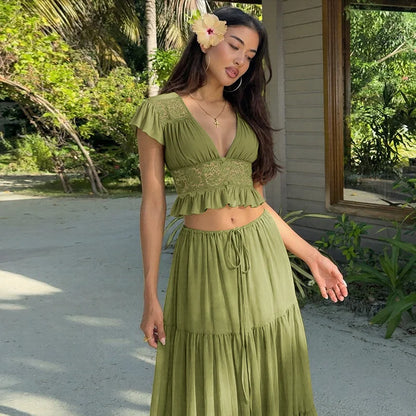 Conjunto de dos piezas verde Y2K