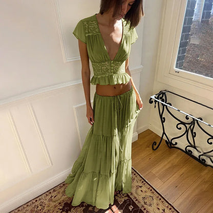 Conjunto de dos piezas verde Y2K