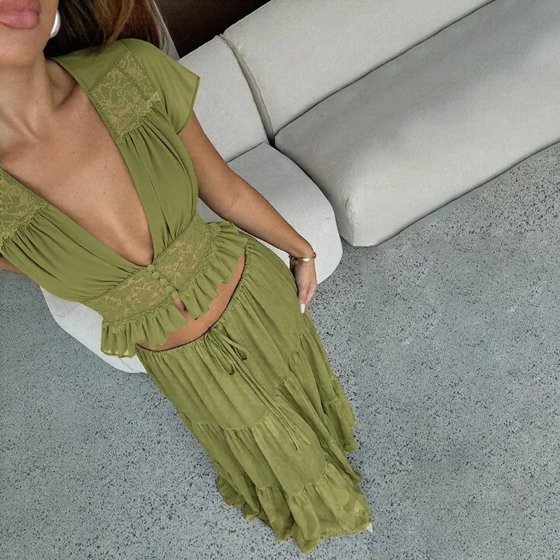 Conjunto de dos piezas verde Y2K