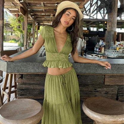 Conjunto de dos piezas verde Y2K