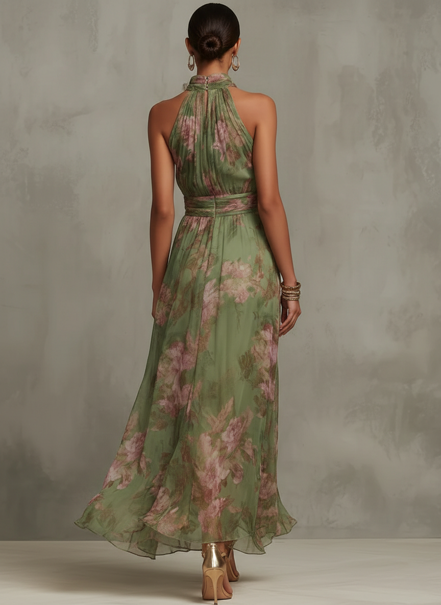 Aria - Vestido maxi botánico de elegancia natural
