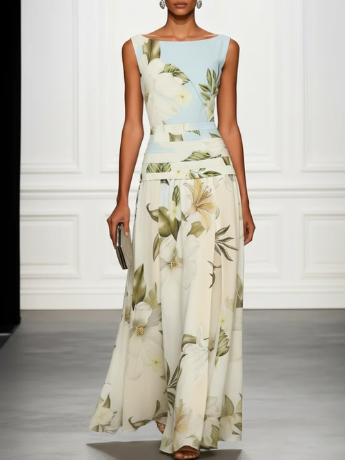 Catalina - Vestido maxi floral con volantes