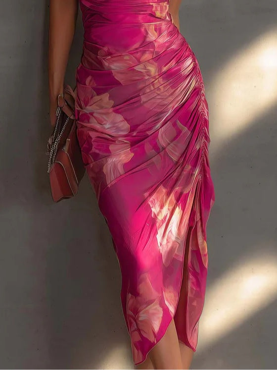 Isabella - Vestido bodycon floral con abertura lateral