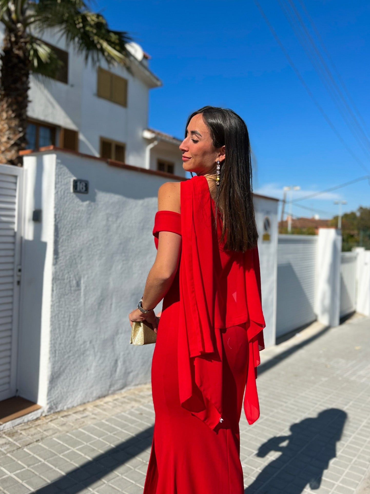 Chal capa gasa roja